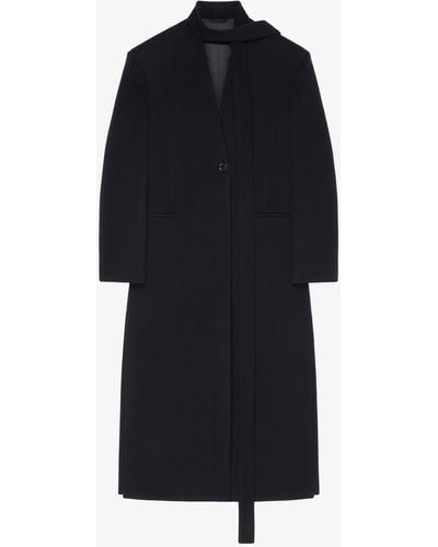 Givenchy Manteau en cachemire double face avec écharpe - Bleu
