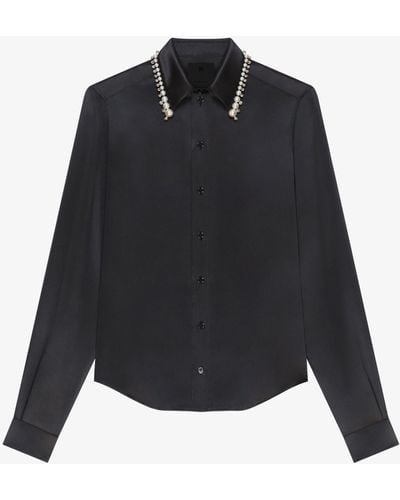 Givenchy Camicia in satin di seta con perle ricamate - Nero