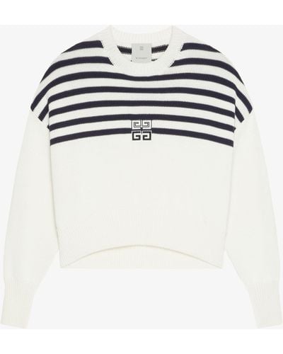 Givenchy Pullover a righe 4G in lana e cotone - Bianco
