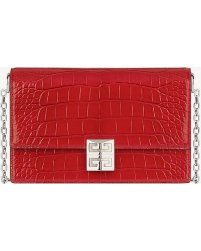 Givenchy 4g Medium Bag In Alligator With Chain - Red