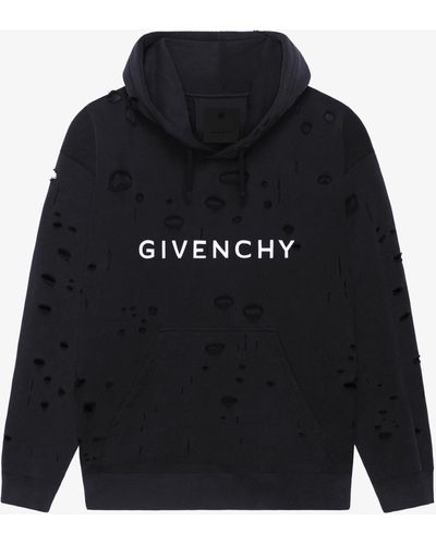Givenchy Hoodie en molleton effet destroy - Noir