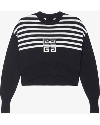 Givenchy Pullover a righe 4G corto in cotone - Blu