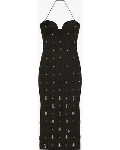 Givenchy Dress With Plunging Neckline With 4G Rhinestones And Pearls - Black