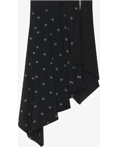 Givenchy Jupe asymétrique en soie 4G - Noir