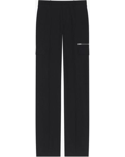 Givenchy Pantaloni tailleur in lana con dettagli tasche - Nero