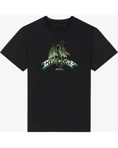 Givenchy T-shirt slim en coton avec imprimé Dragon - Noir