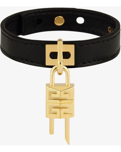 Givenchy Bracciale Lock mini in metallo e pelle - Nero