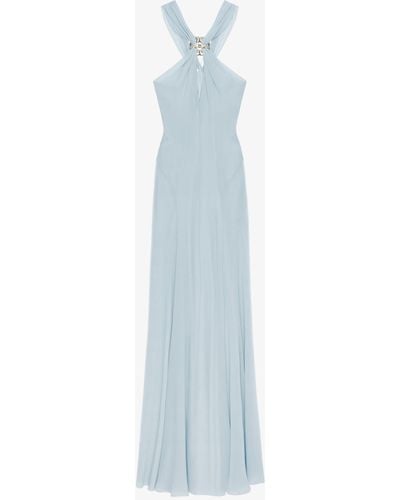 Givenchy Evening Dress In Silk With 4g Detail - Blue
