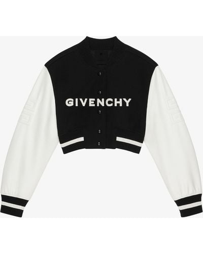 Givenchy Blouson varsity cropped en laine et cuir - Noir