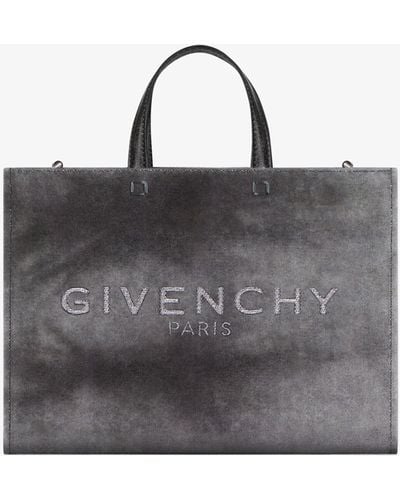 Givenchy Medium G-tote Shopping Bag In Washed Canvas - Grey