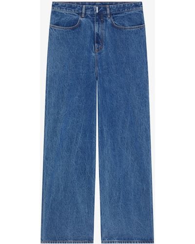 Givenchy Jeans larghi con cavallo basso in denim effetto marmorizzato - Blu