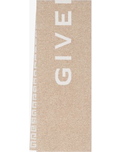 Givenchy 4g Double Sided Scarf In Wool And Cashmere - White