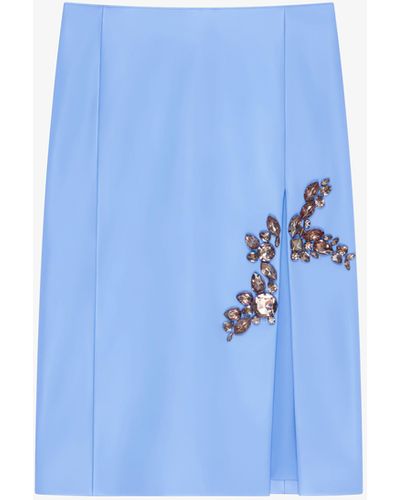 Givenchy Jupe en cuir avec pierres brodées - Bleu