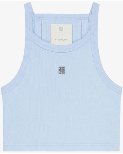 Givenchy Cropped Tank Top In Cotton With 4g Detail - Blue