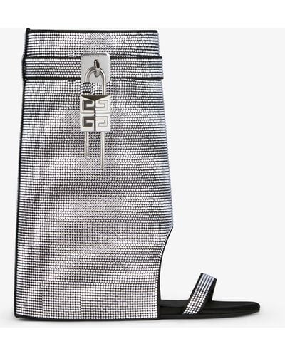 Givenchy Shark Lock Sandals In Satin With Strass - White