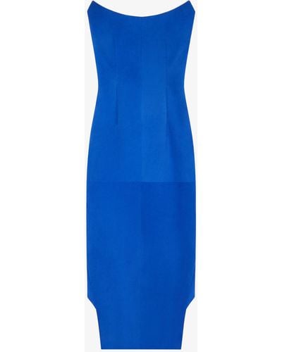 Givenchy Abito bustier asimmetrico in pelle scamosciata - Blu