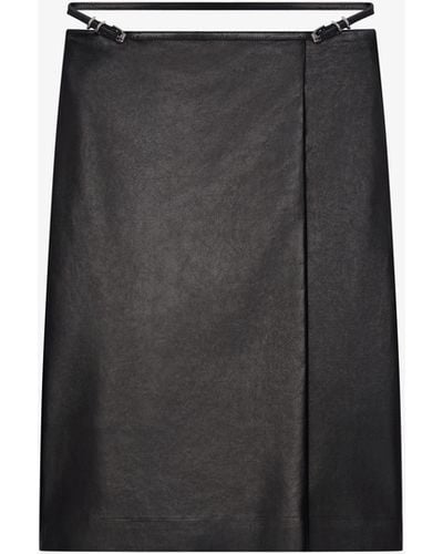 Givenchy Jupe portefeuille Voyou en cuir - Noir