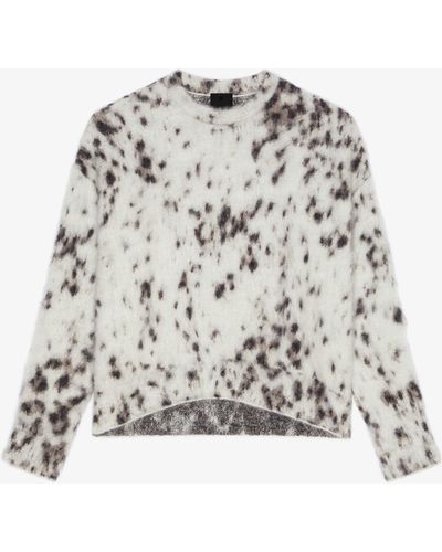 Givenchy Pull cropped en mohair imprimé léopard des neiges - Blanc