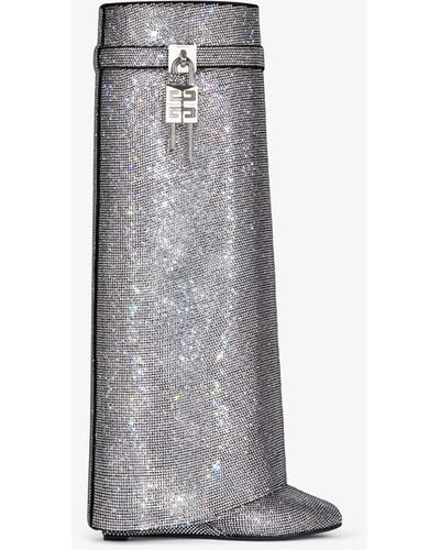 Givenchy Bottes Shark Lock coupe ample en strass - Blanc