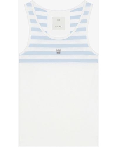Givenchy Slim Fit Striped Tank Top In Cotton And 4g Detail - White