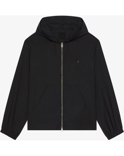 Givenchy Zipped Hoodie In Wool With 4g Detail - Black