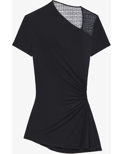 Givenchy Top drapé en jersey et dentelle 4G - Noir