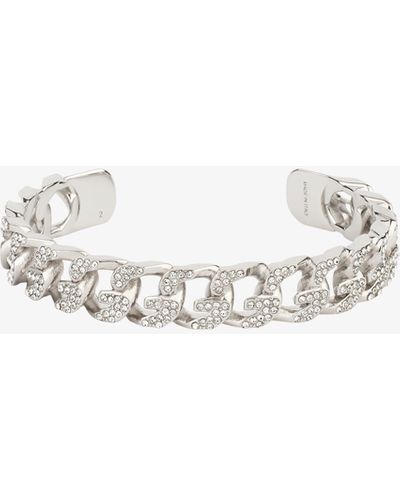 Givenchy Bracciale G Chain in metallo con cristalli - Bianco