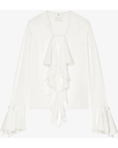 Givenchy Blouse en soie 4G avec volants - Blanc