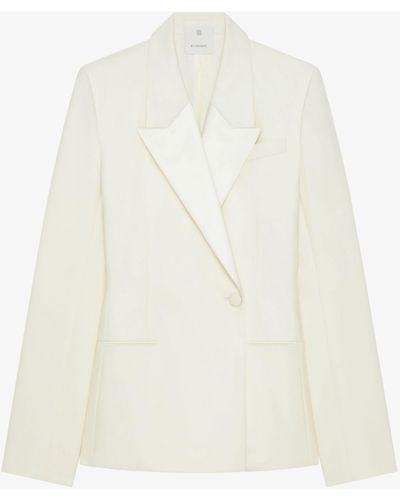 Givenchy Giacca slim in lana e mohair con collo in satin - Bianco