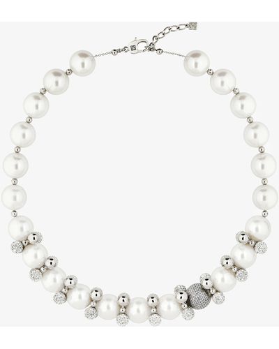 Givenchy 4G Pearl Necklace With Crystals - White