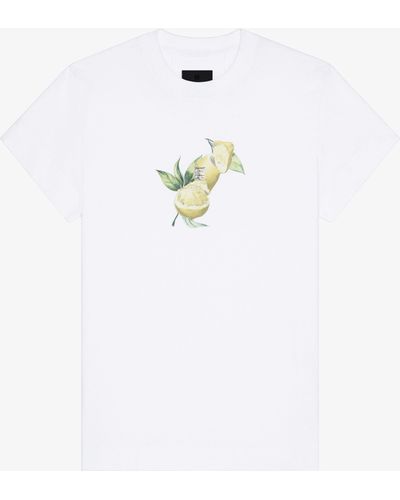 Givenchy T-shirt slim en coton à détail 4G et imprimé citrons - Blanc