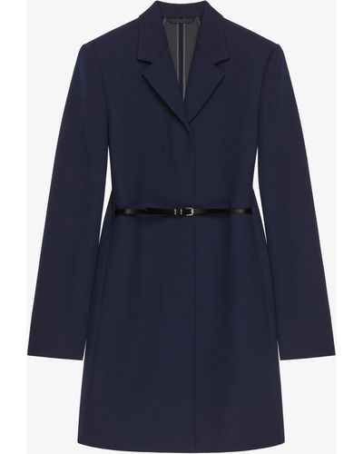 Givenchy Voyou Coat In Double Face Wool - Blue