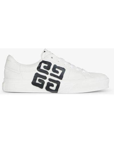 Givenchy Sneakers City sport en cuir à imprimé 4G effet tag - Blanc