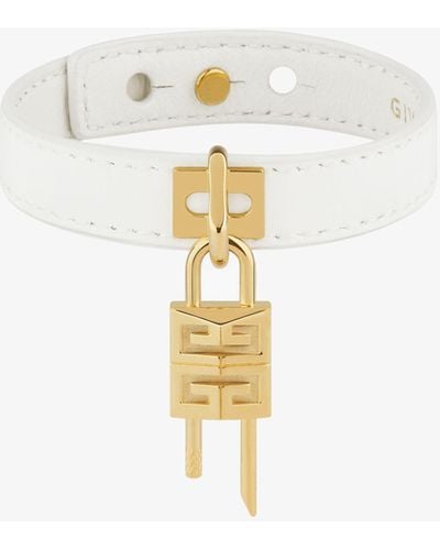 Givenchy Bracciale Lock mini in metallo e pelle - Bianco