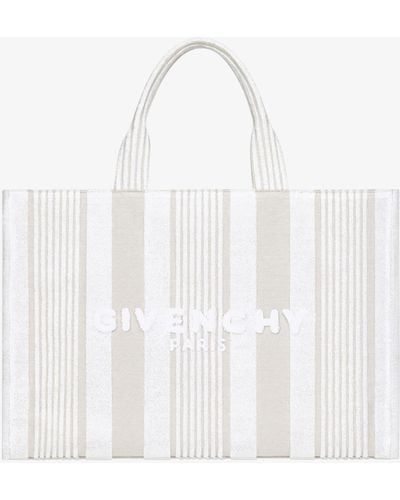 Givenchy Tote Bag In Cotton Towelling With Stripes - White