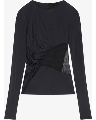 Givenchy Top drappeggiato in jersey e pizzo 4G - Blu