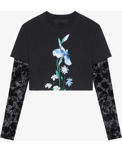 Givenchy T-shirt corta effetto sovrapposto in cotone e tulle - Nero