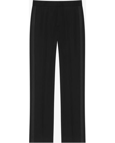 Givenchy Pantaloni tailleur slim in lana con dettagli in satin - Nero