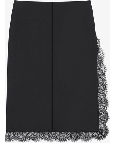 Givenchy Jupe en laine et mohair avec dentelle - Noir