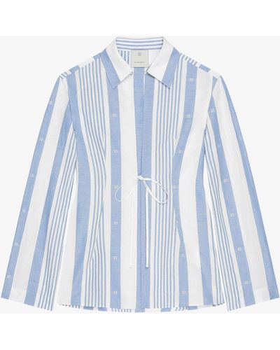 Givenchy Camicia in cotone e lino a righe 4G - Blu