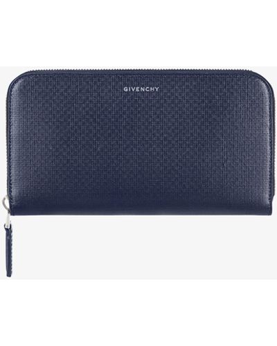 Givenchy Zipped Wallet In 4g Classic Leather - Blue