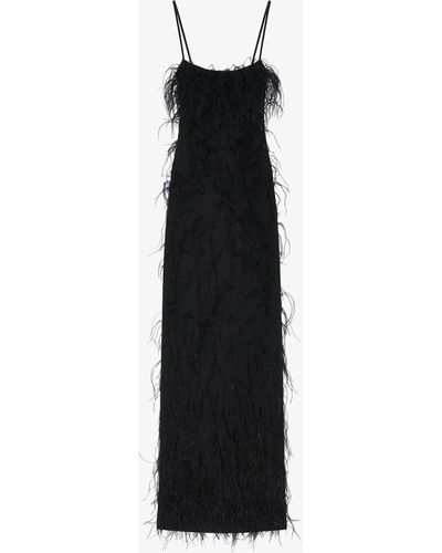 Givenchy Evening Straps Dress With Feathers And Lurex - White