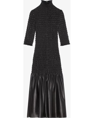 Givenchy Robe à smocks en cuir - Noir