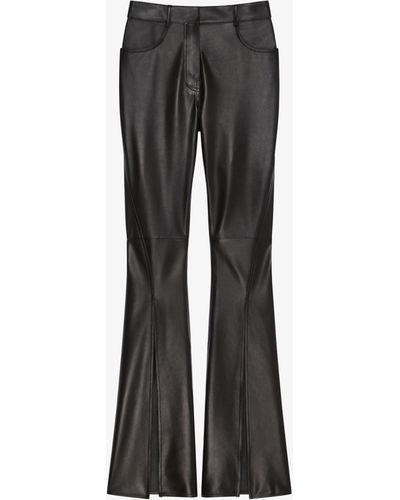 Givenchy Pantalon boot cut en cuir avec fentes - Noir