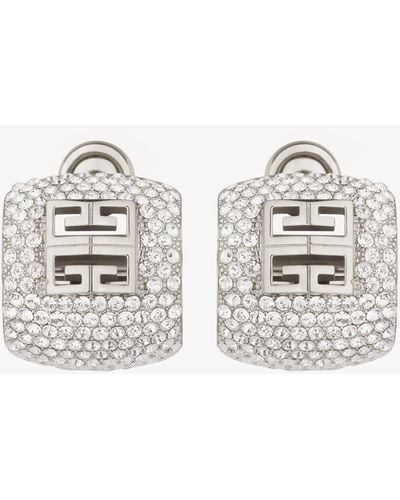 Givenchy Boucles d'oreilles 4G en métal avec cristaux - Blanc