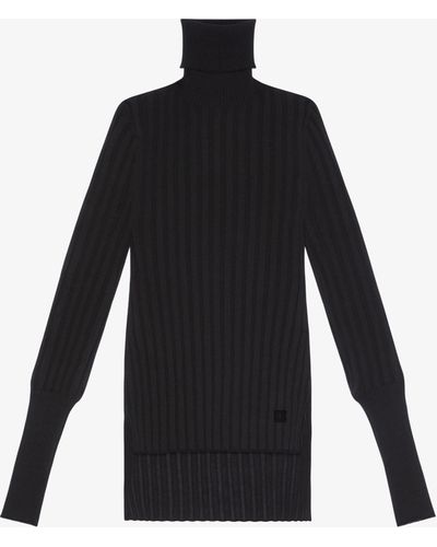 Givenchy Pull asymétrique à col roulé en cachemire - Noir