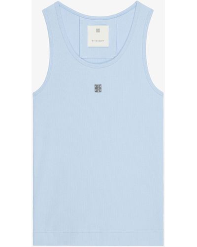 Givenchy Slim Fit Tank Top In Cotton With 4g Detail - Blue