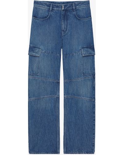 Givenchy Pantaloni cargo con inserti in denim - Blu