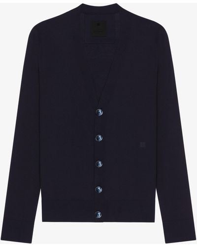 Givenchy Cardigan In Cotton And Silk - Blue