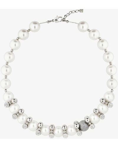 Givenchy Collana 4G Pearl con cristalli - Bianco
